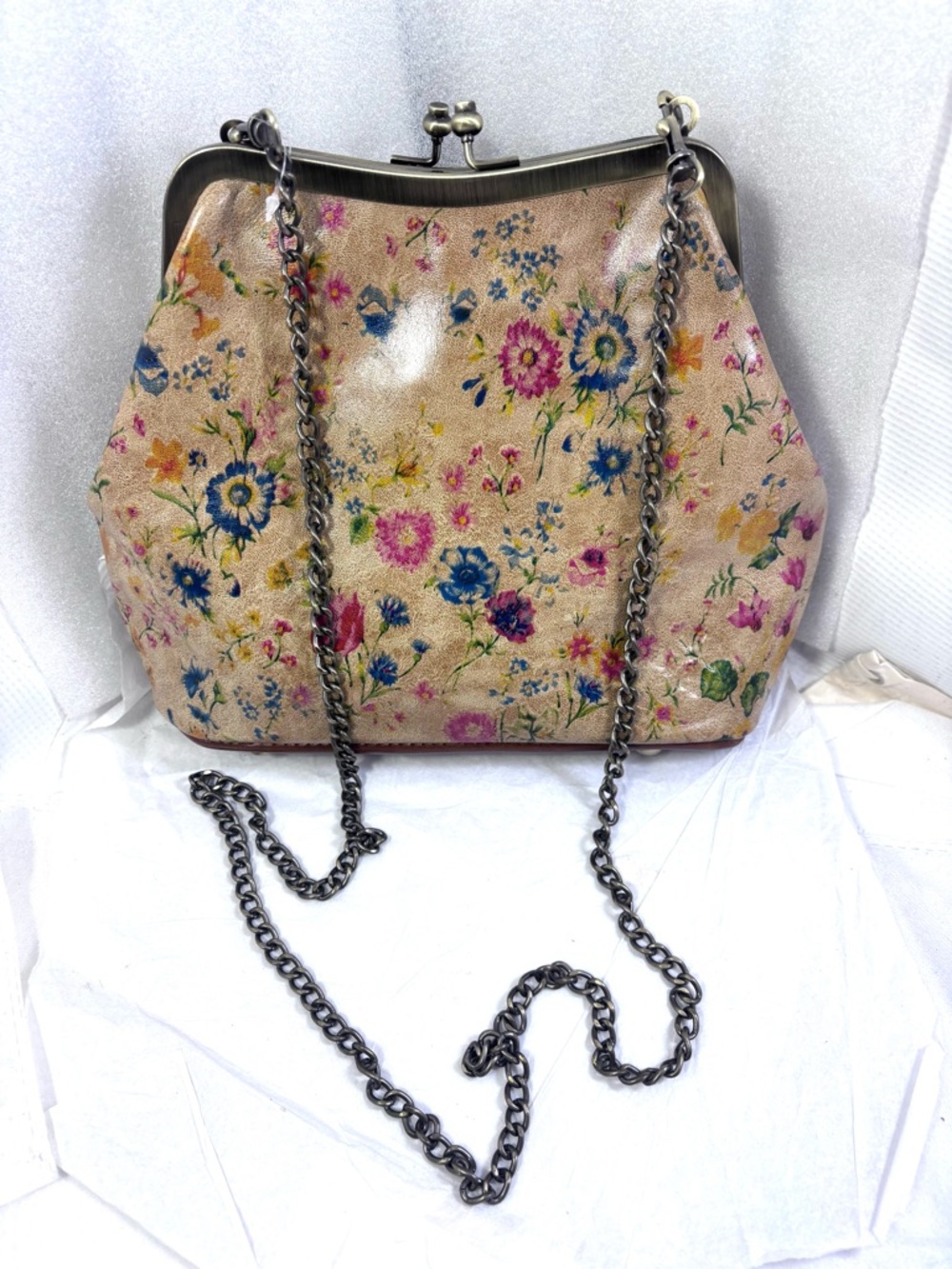 Patricia Nash Laureana Leather Sm Frame Satchel. Prairie Print.